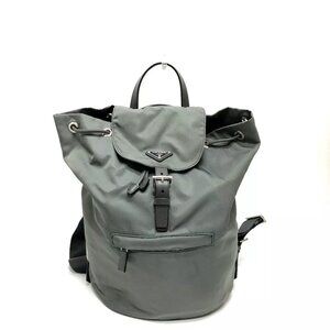 PRADA BZ0032 Triangle logo bag Backpack Leather gray/SilverHardware